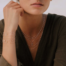 Gigi Clozeau - Lace Cross Diamond Necklace, Opal, Rose Gold, 16.5"
