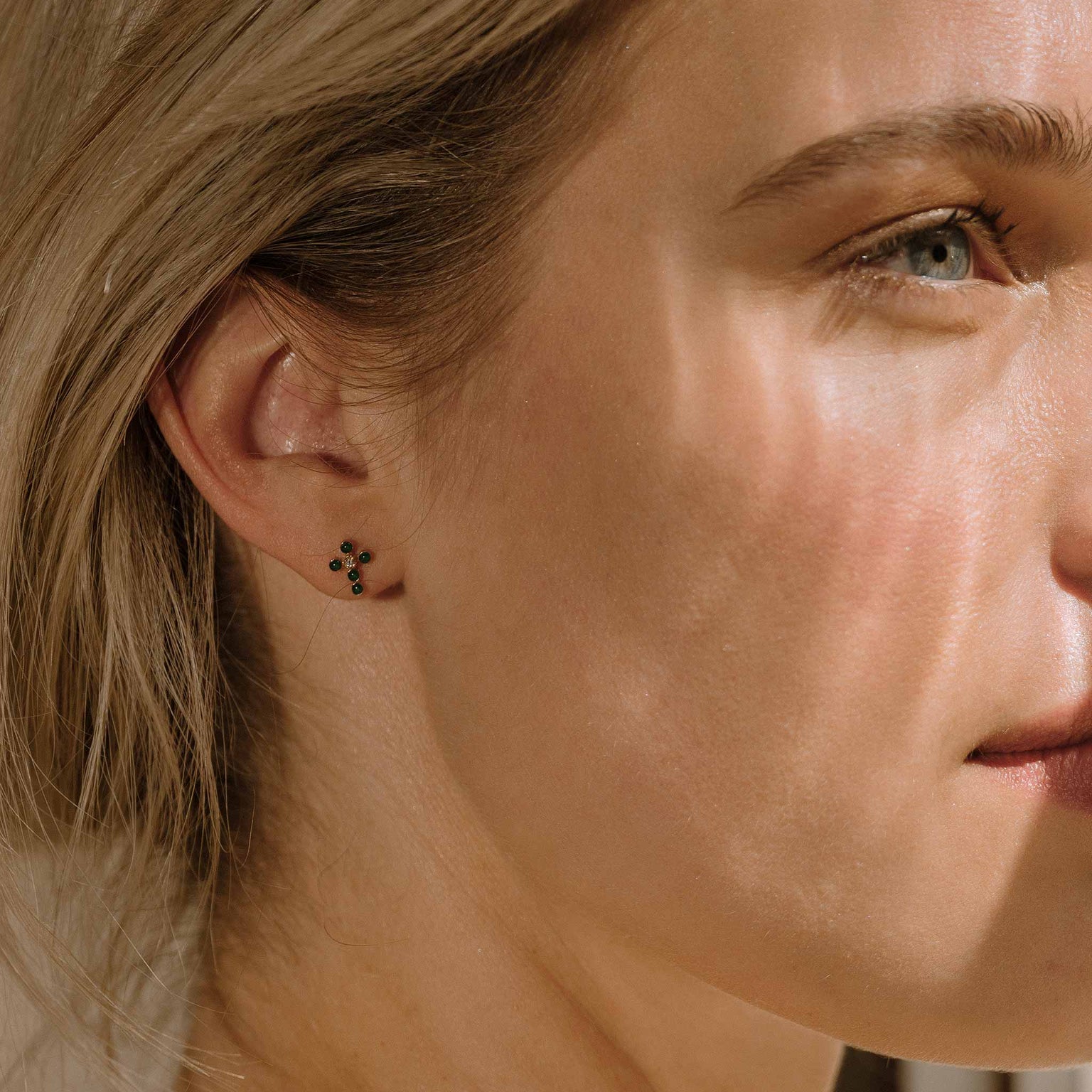 Gigi Clozeau - Pearled Cross Diamond Earrings, Black, White Gold