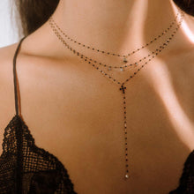 Gigi Clozeau - Mini Gigi Black necklace, Rose Gold 3 diamond, 16.5"