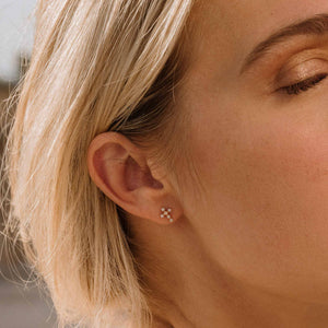 Gigi Clozeau - Pearled Cross Diamond Earrings, Opal, Rose Gold