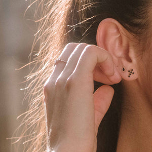 Gigi Clozeau - Pearled Cross Earrings, Black, Rose Gold