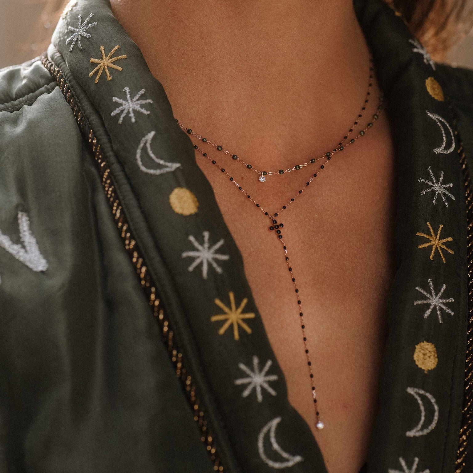 Gigi Clozeau - Gigi Supreme Classic 1 Diamond Necklace, Scarab, Rose Gold, 16.5"