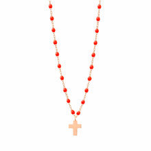 Gigi Clozeau - Cross Charm Classic Gigi Coral Necklace, Rose Gold, 16.5"