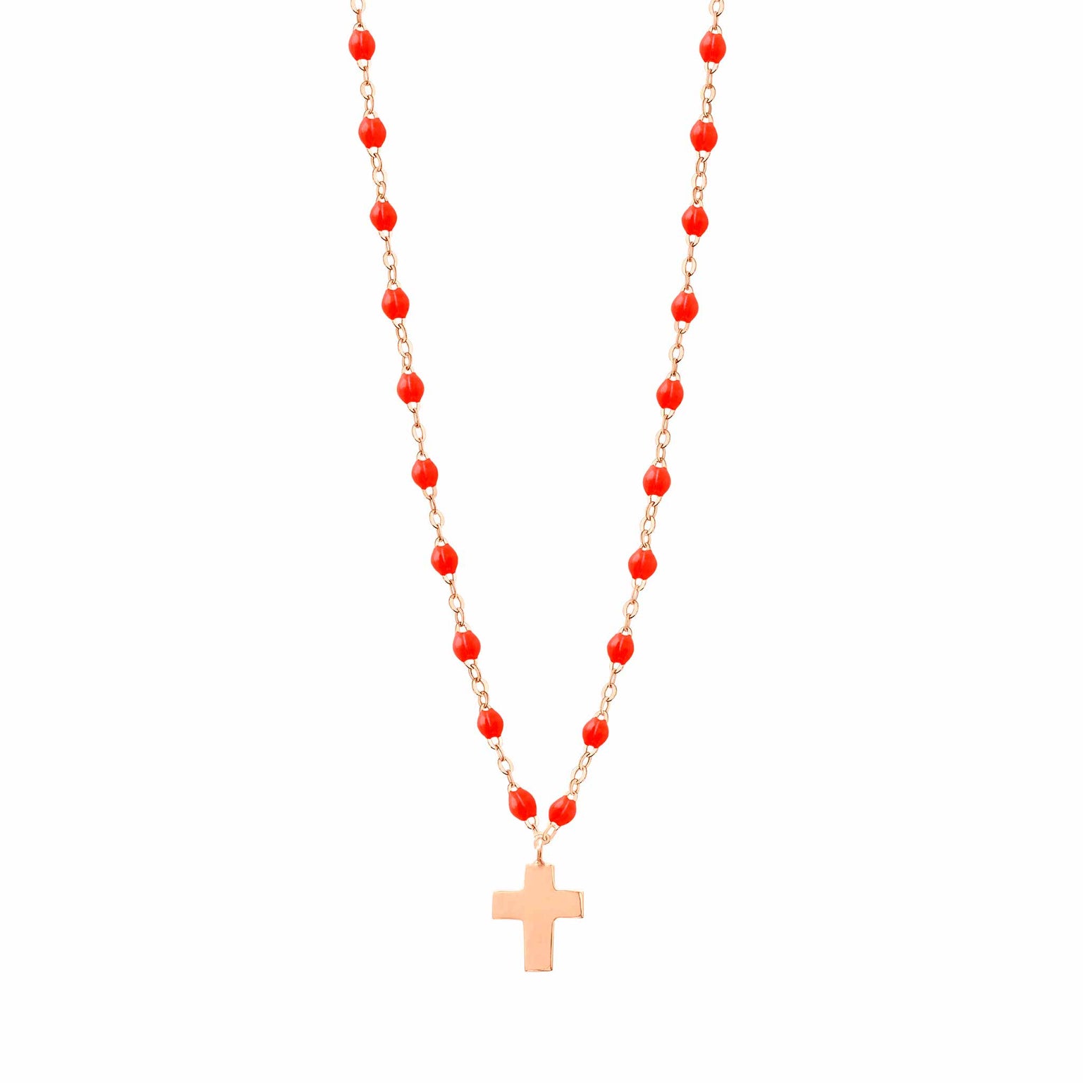 Gigi Clozeau - Cross Charm Classic Gigi Coral Necklace, Rose Gold, 16.5"