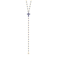 Gigi Clozeau - Pearled Cross Diamond Rosary, Lapis, Yellow Gold