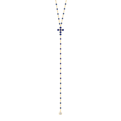 Gigi Clozeau - Pearled Cross Diamond Rosary, Lapis, Yellow Gold