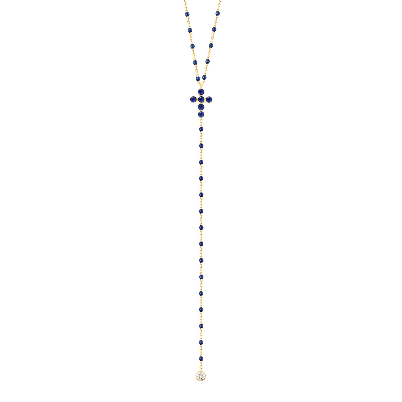 Gigi Clozeau - Pearled Cross Diamond Rosary, Lapis, Yellow Gold