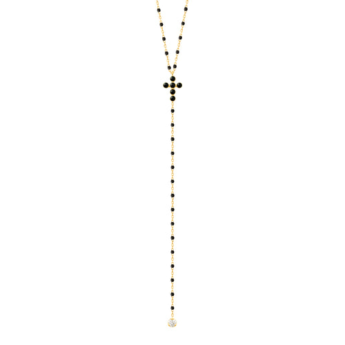 Gigi Clozeau - Pearled Cross Diamond Rosary, Black, Yellow Gold