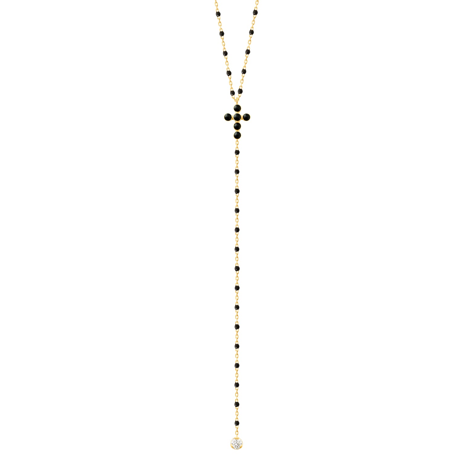 Gigi Clozeau - Pearled Cross Diamond Rosary, Black, Yellow Gold