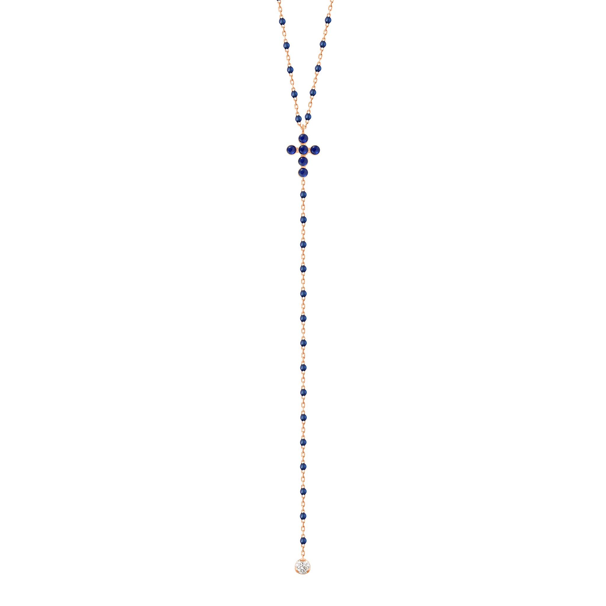 Gigi Clozeau - Pearled Cross Diamond Rosary, Lapis, Rose Gold