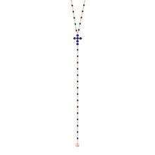 Gigi Clozeau - Pearled Cross Diamond Rosary, Lapis, Rose Gold