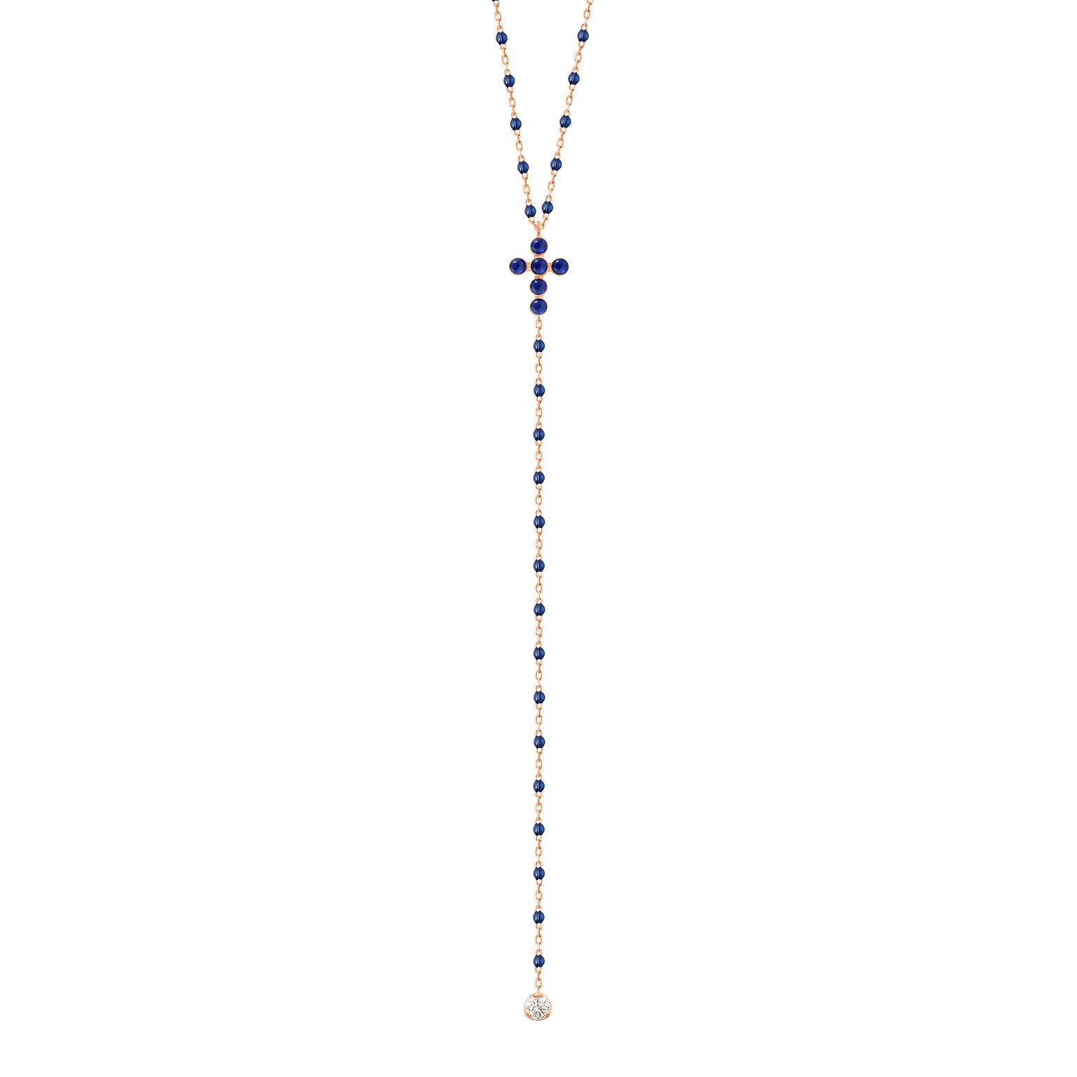 Gigi Clozeau - Pearled Cross Diamond Rosary, Lapis, Rose Gold