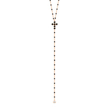 Gigi Clozeau - Pearled Cross Diamond Rosary, Black, Rose Gold