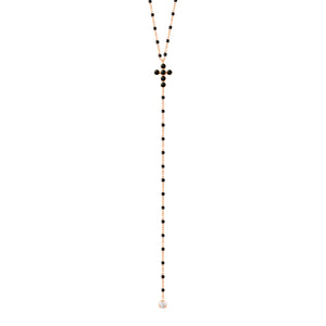 Gigi Clozeau - Pearled Cross Diamond Rosary, Black, Rose Gold