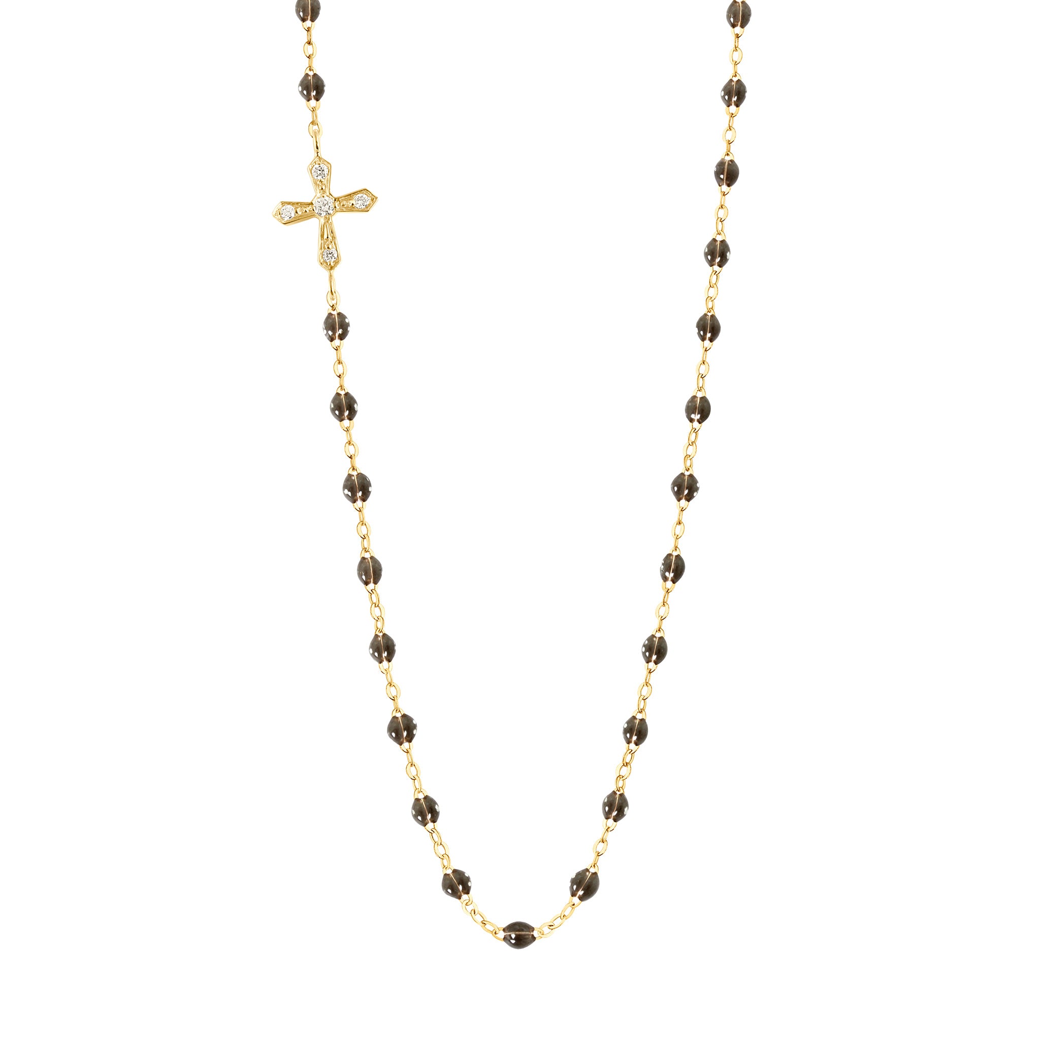 Gigi Clozeau - Vintage Cross Diamond Necklace, Quartz, Yellow Gold, 16.5"