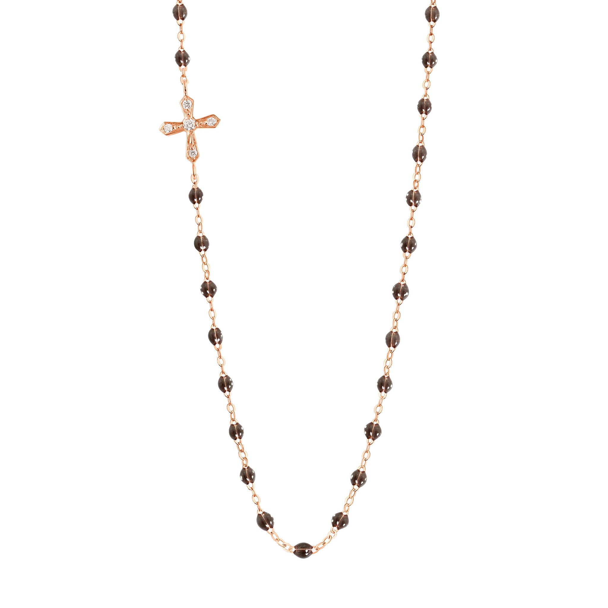 Gigi Clozeau - Vintage Cross Diamond Necklace, Quartz, Rose Gold, 16.5"