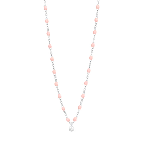 Gigi Supreme Classic 1 Diamond Necklace, Baby Pink, White Gold, 16.5
