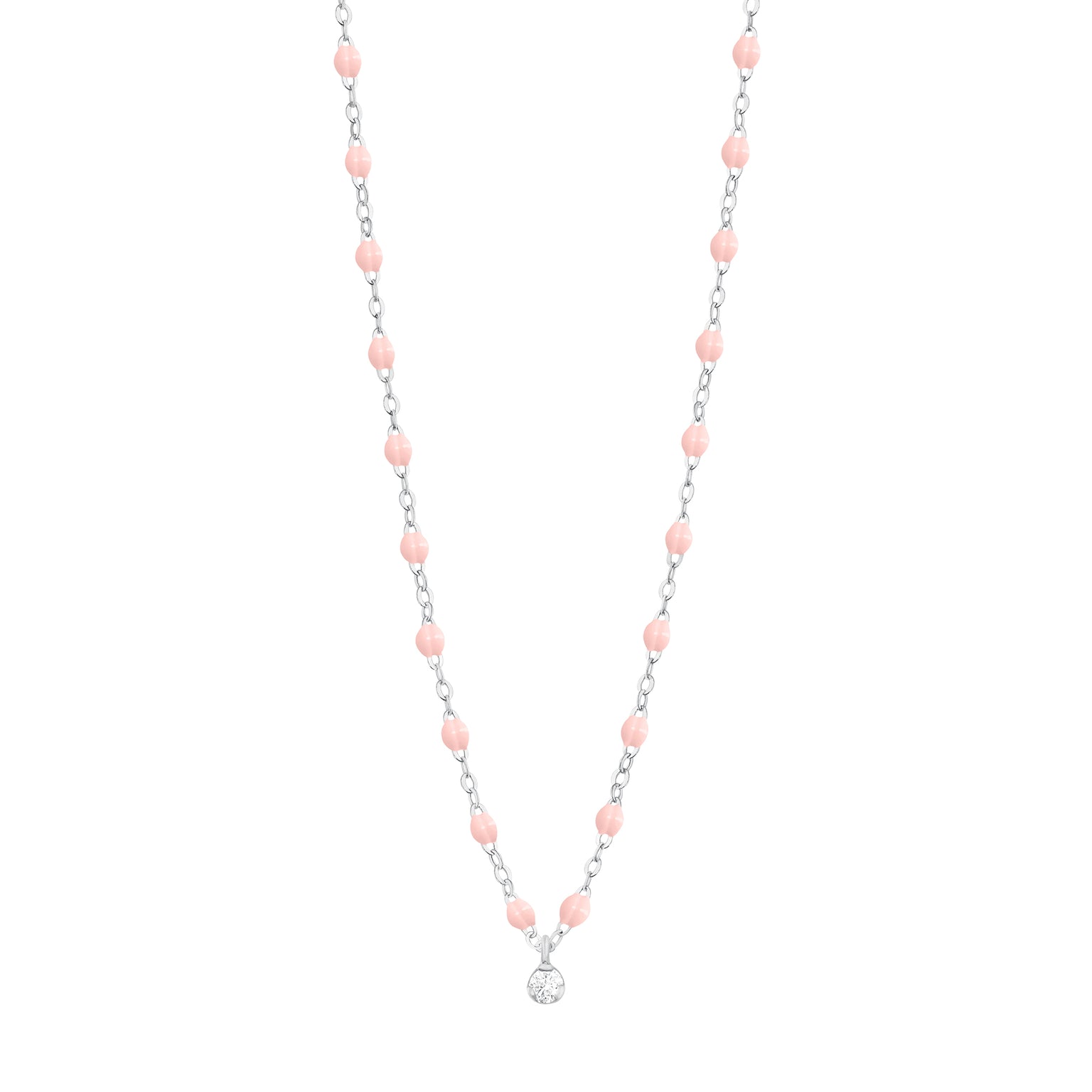 Gigi Clozeau - Gigi Supreme Classic 1 Diamond Necklace, Baby Pink, White Gold, 16.5"
