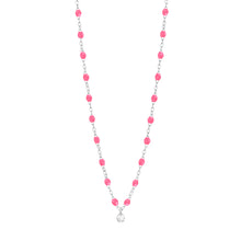 Gigi Clozeau - Gigi Supreme Classic 1 Diamond Necklace, Pink, White Gold, 16.5"