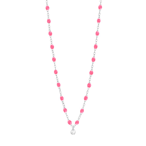 Gigi Supreme Classic 1 Diamond Necklace, Pink, White Gold, 16.5