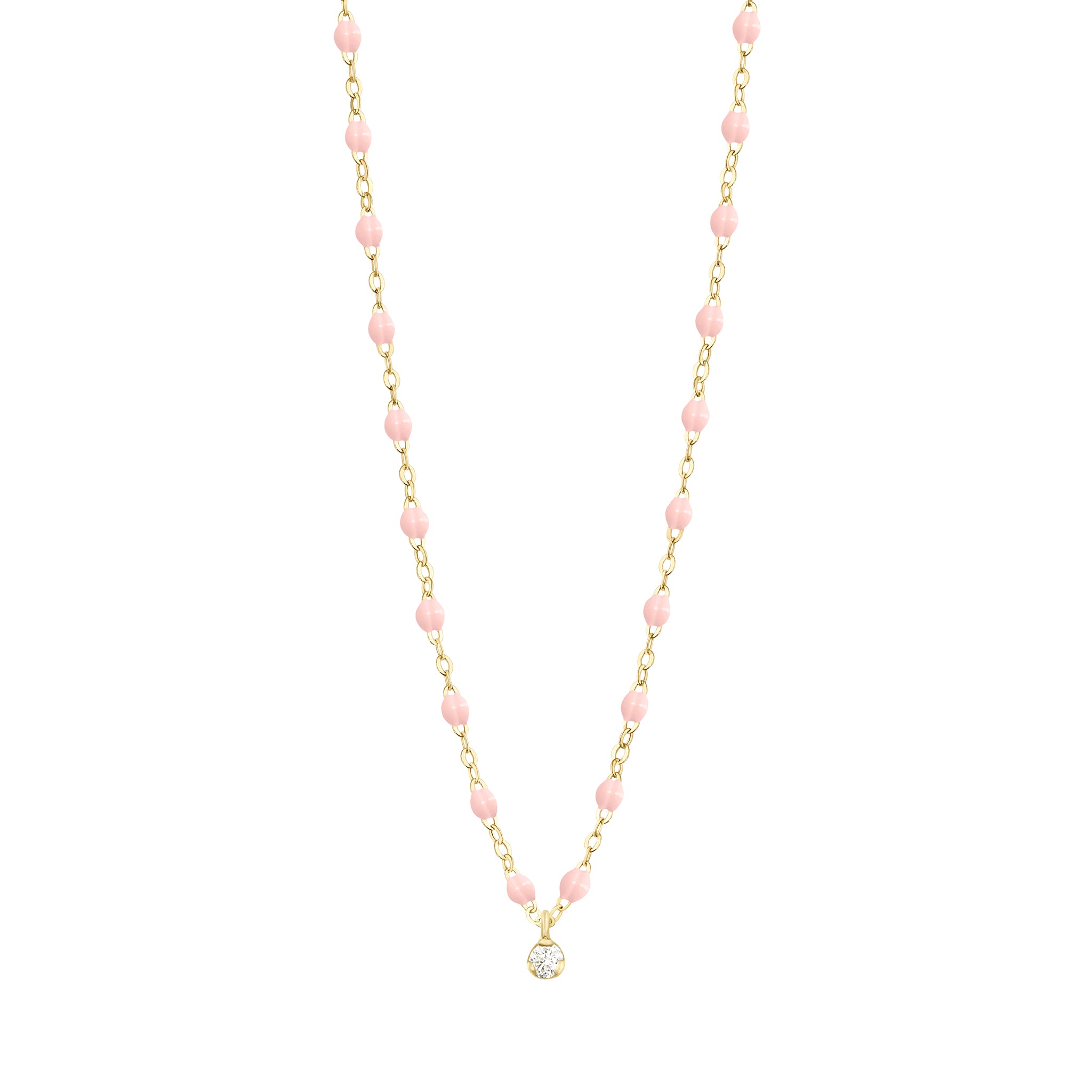 Gigi Clozeau - Gigi Supreme Classic 1 Diamond Necklace, Baby Pink, Yellow Gold, 16.5"