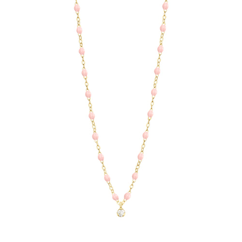 Gigi Supreme Classic 1 Diamond Necklace, Baby Pink, Yellow Gold, 16.5
