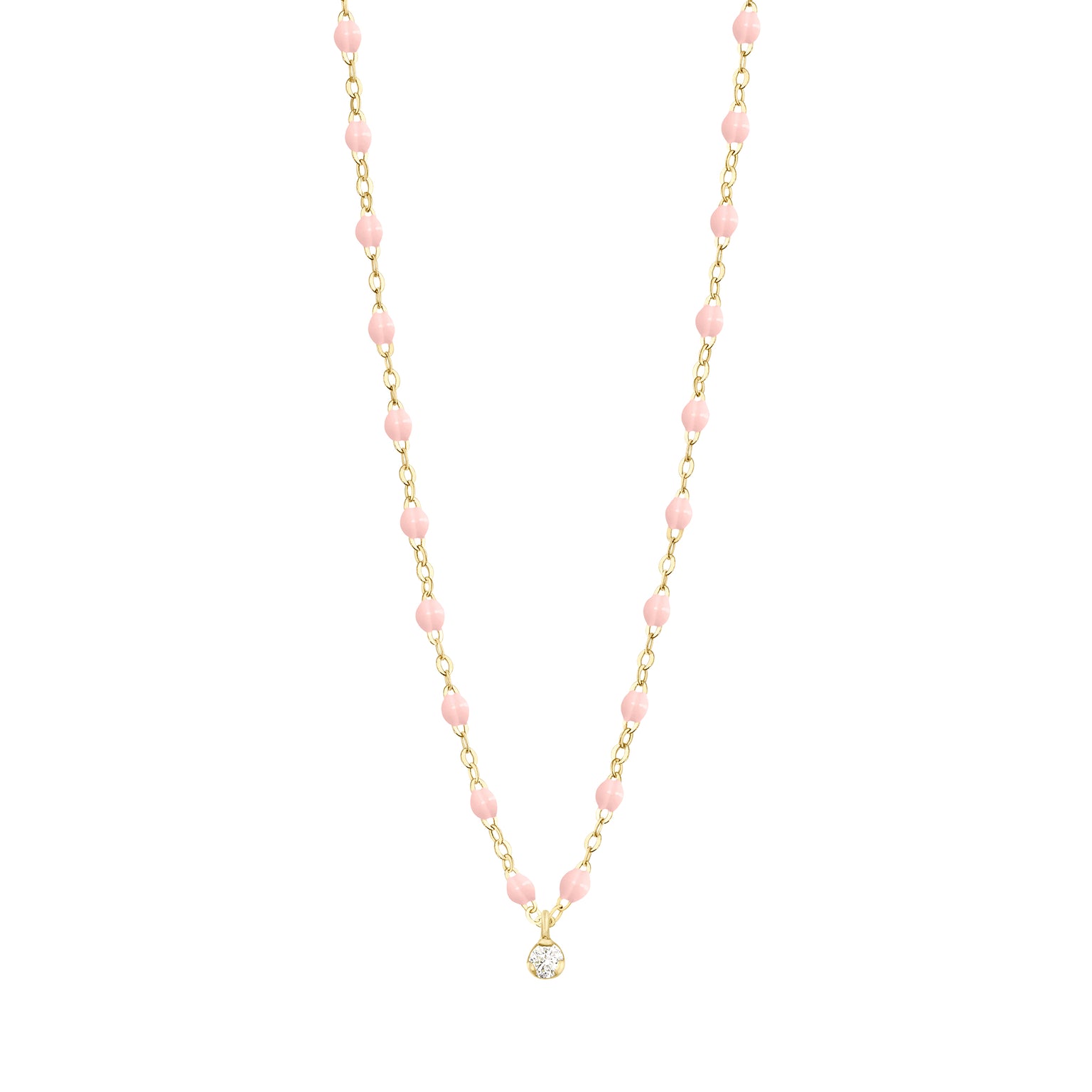 Gigi Clozeau - Gigi Supreme Classic 1 Diamond Necklace, Baby Pink, Yellow Gold, 16.5"