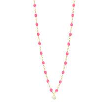 Gigi Clozeau - Gigi Supreme Classic 1 Diamond Necklace, Pink, Yellow Gold, 16.5"