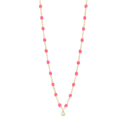 Gigi Supreme Classic 1 Diamond Necklace, Pink, Yellow Gold, 16.5