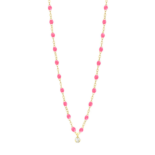 Gigi Supreme Classic 1 Diamond Necklace, Pink, Yellow Gold, 16.5