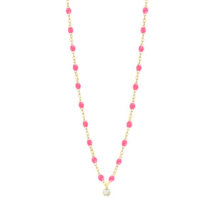 Gigi Clozeau - Gigi Supreme Classic 1 Diamond Necklace, Pink, Yellow Gold, 16.5"