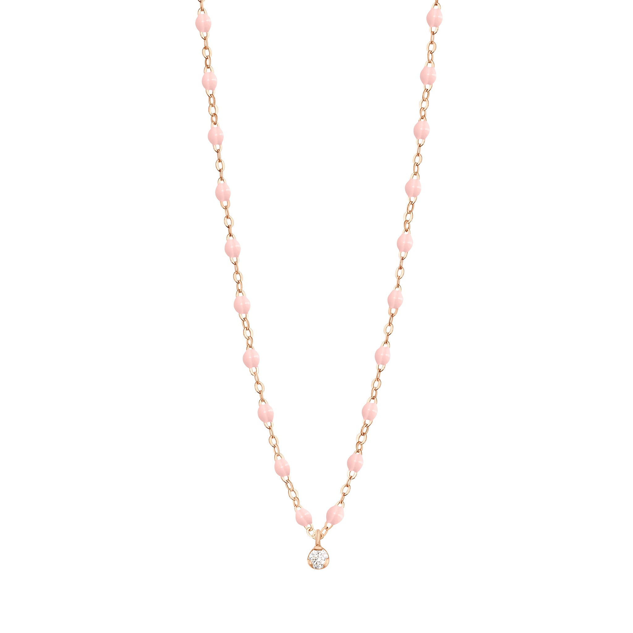 Gigi Clozeau - Gigi Supreme Classic 1 Diamond Necklace, Baby Pink, Rose Gold, 16.5"