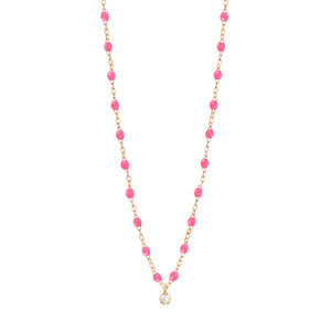 Gigi Clozeau - Gigi Supreme Classic 1 Diamond Necklace, Pink, Rose Gold, 16.5"