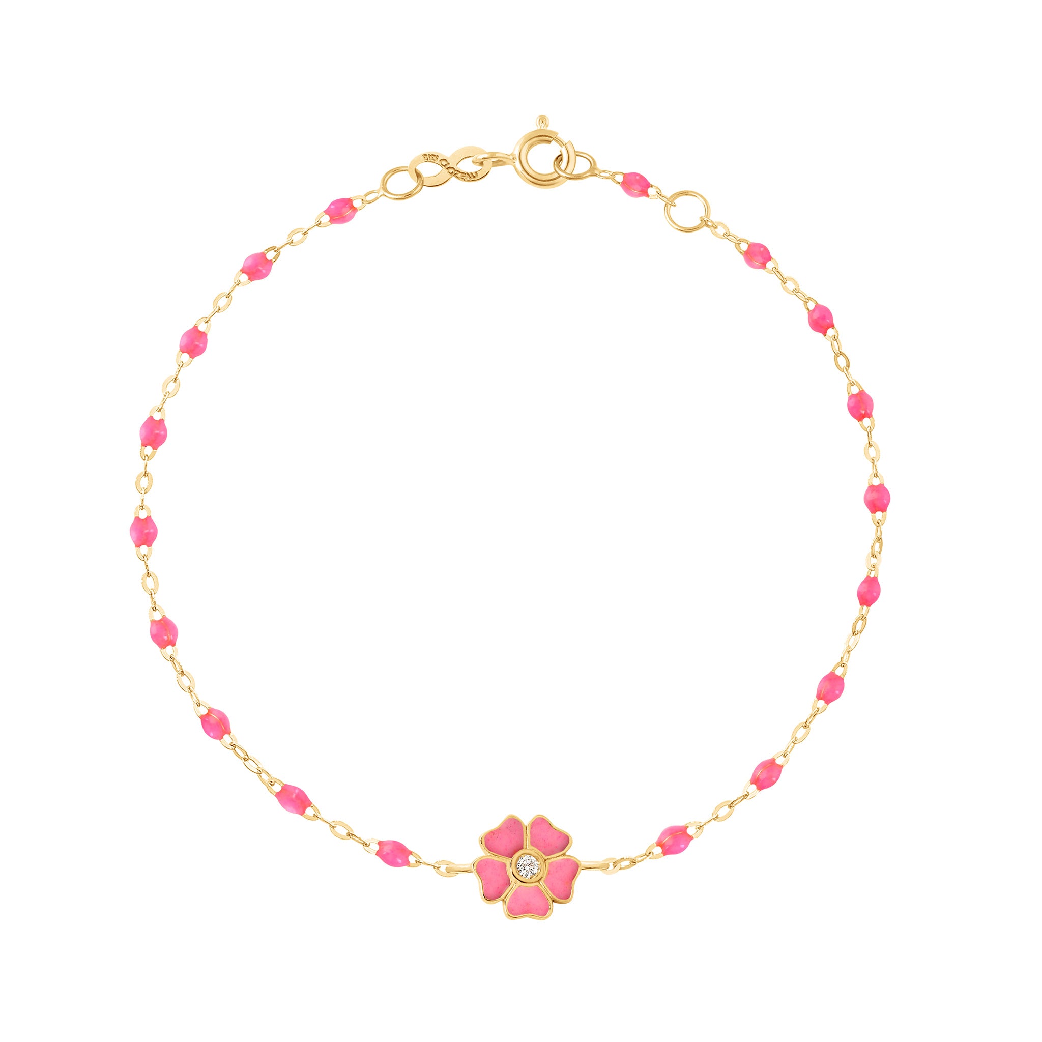 Gigi Clozeau - Flower Classic Gigi Pink diamond bracelet, Yellow Gold, 6.7"