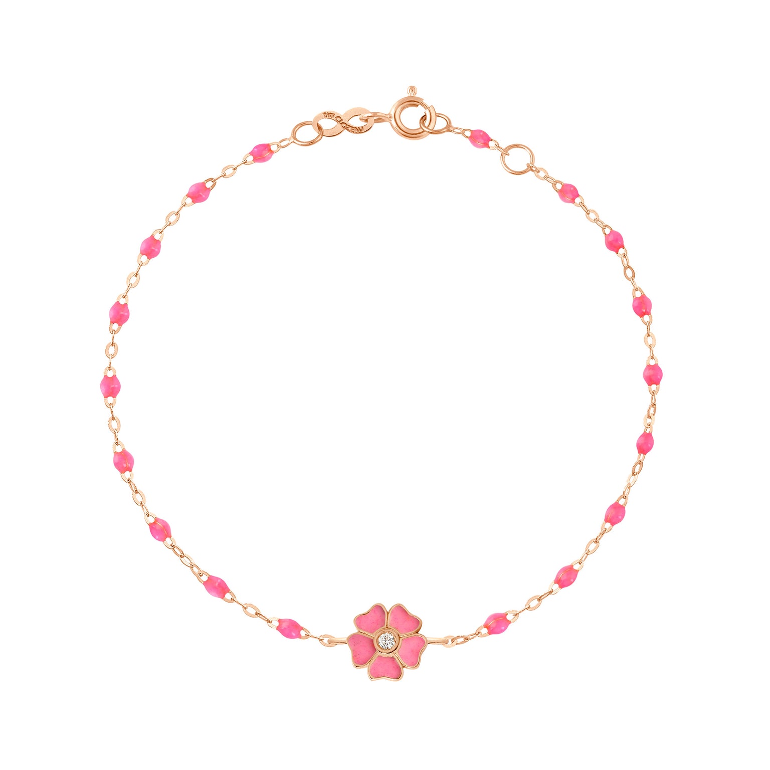 Gigi Clozeau - Flower Classic Gigi Pink diamond bracelet, Rose Gold, 6.7"