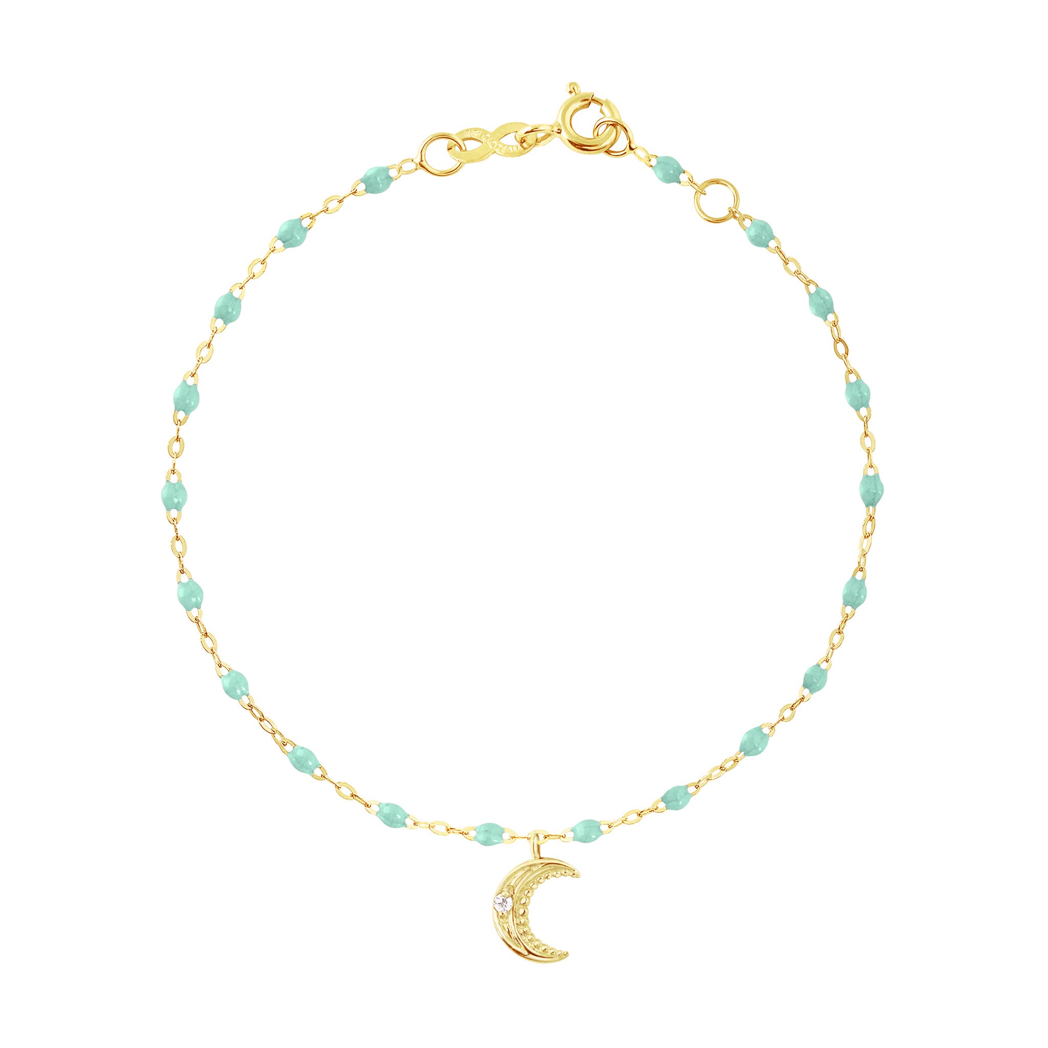 Gigi Clozeau - Petite Moon Classic Gigi Jade diamond bracelet, Yellow Gold, 6.7"