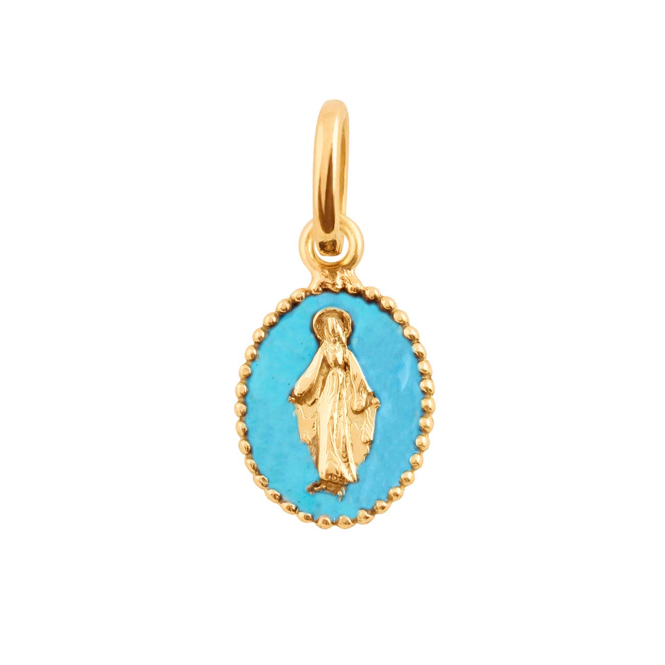 Gigi Clozeau - Madone Turquoise Resin pendant, Yellow gold