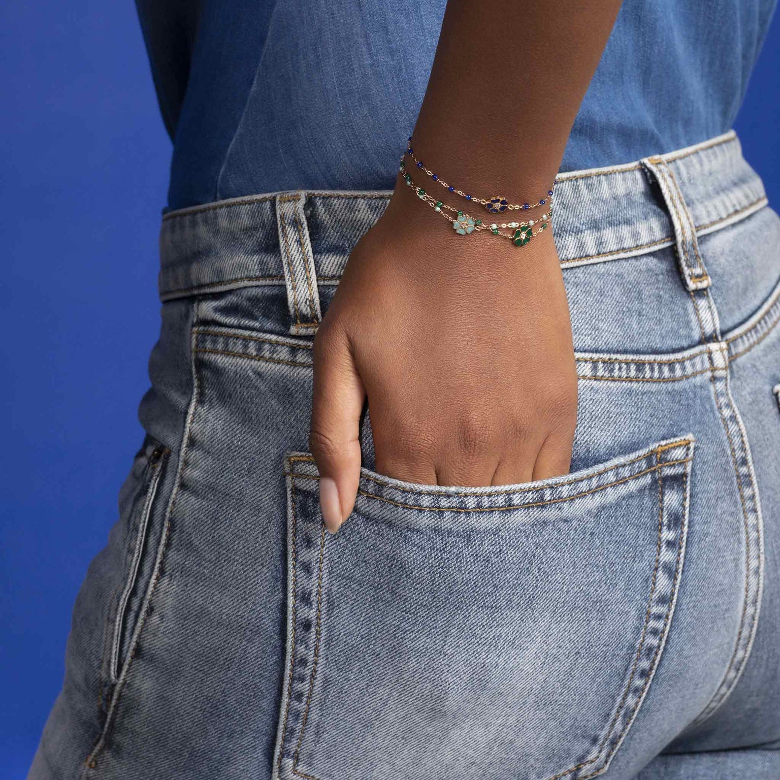 Gigi Clozeau - Flower Classic Gigi Lapis Diamond Bracelet, Rose Gold, 6.7"