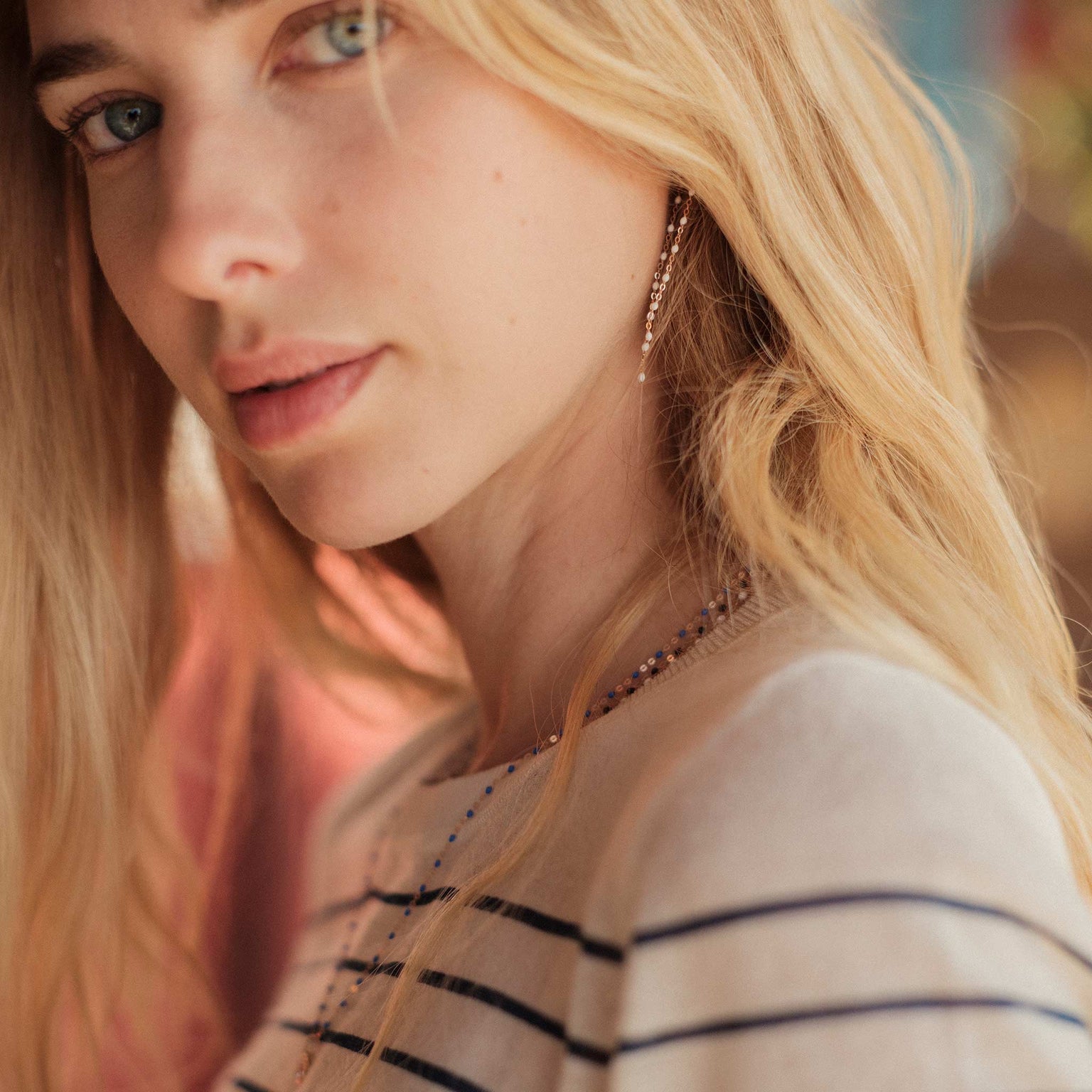 Gigi Clozeau - Classic Gigi dangling White earrings, Rose Gold