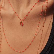 Gigi Clozeau - Madone resin charm Classic Gigi Coral necklace, Yellow Gold, 16.5"