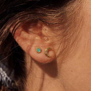 Gigi Clozeau - Turquoise Green Lucky Cashmere Earrings, Rose Gold