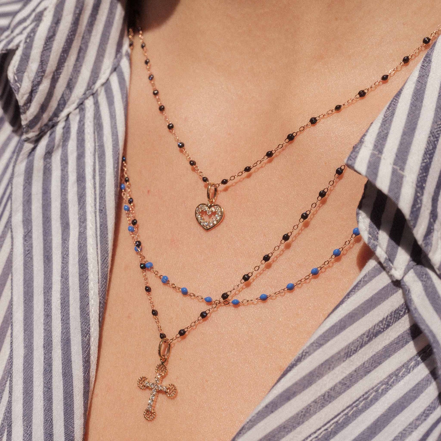 Petite Lace Cross diamond pendant, Rose Gold – Gigi Clozeau - Jewelry