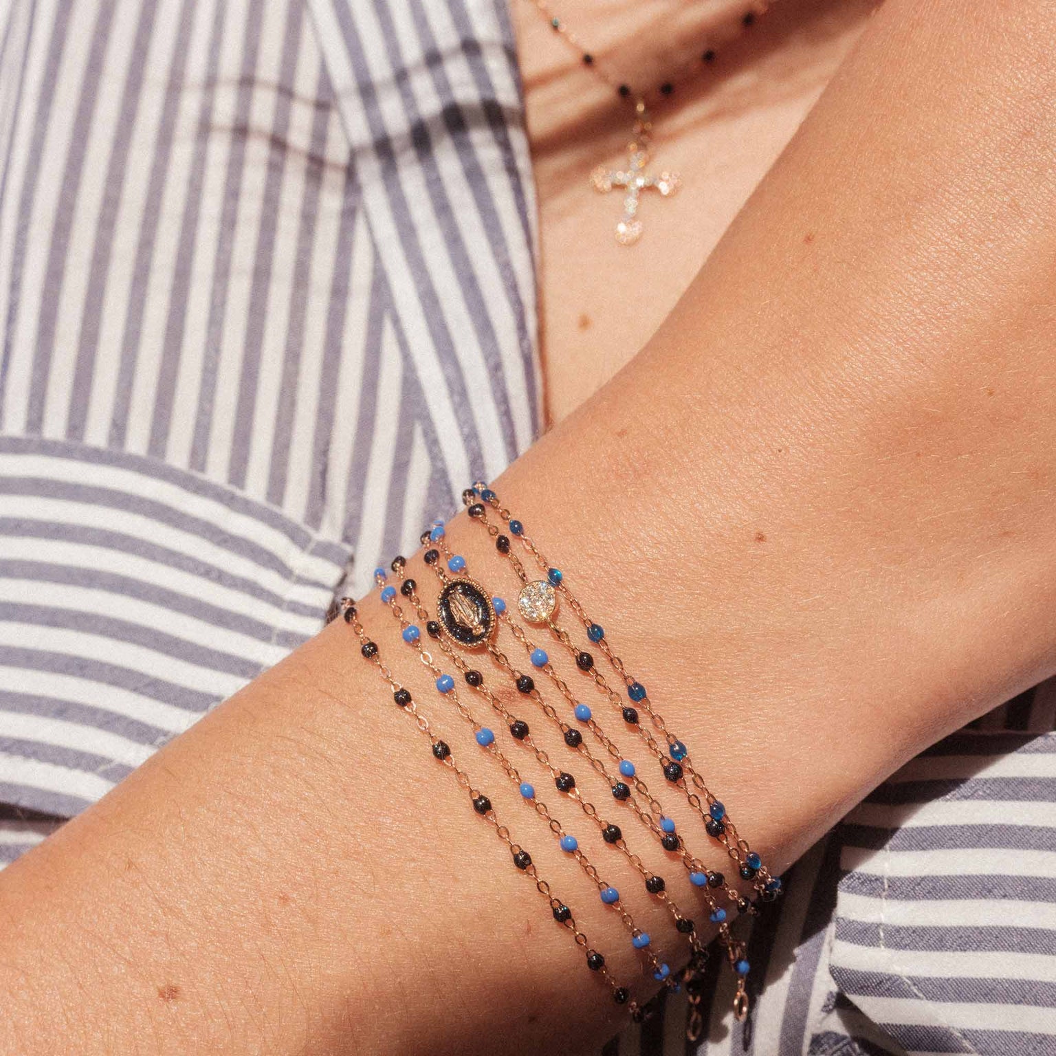 Gigi Clozeau - Puce Classic Gigi Black diamond bracelet, Yellow Gold, 6.7"