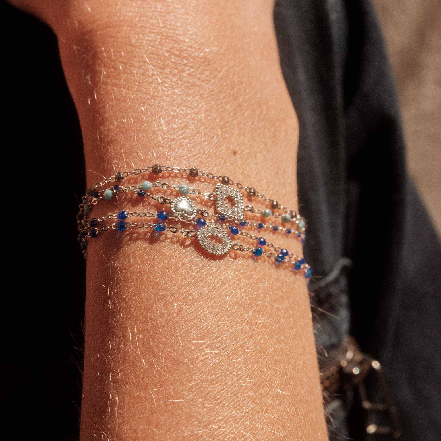 Gigi Clozeau - Lucky Heart Mini Gigi Lapis bracelet, White Gold, 6.7"
