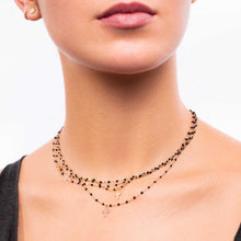 Gigi Clozeau - Cross Charm Classic Gigi Black necklace, Yellow Gold, 16.5"