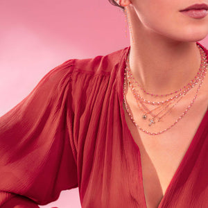 Gigi Clozeau - Classic Gigi Baby Pink necklace, Yellow Gold, 19.7"