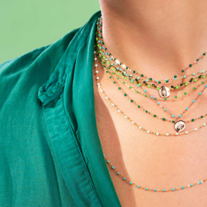Gigi Clozeau - Miss Gigi Emerald diamond necklace, Rose Gold, 16.5"