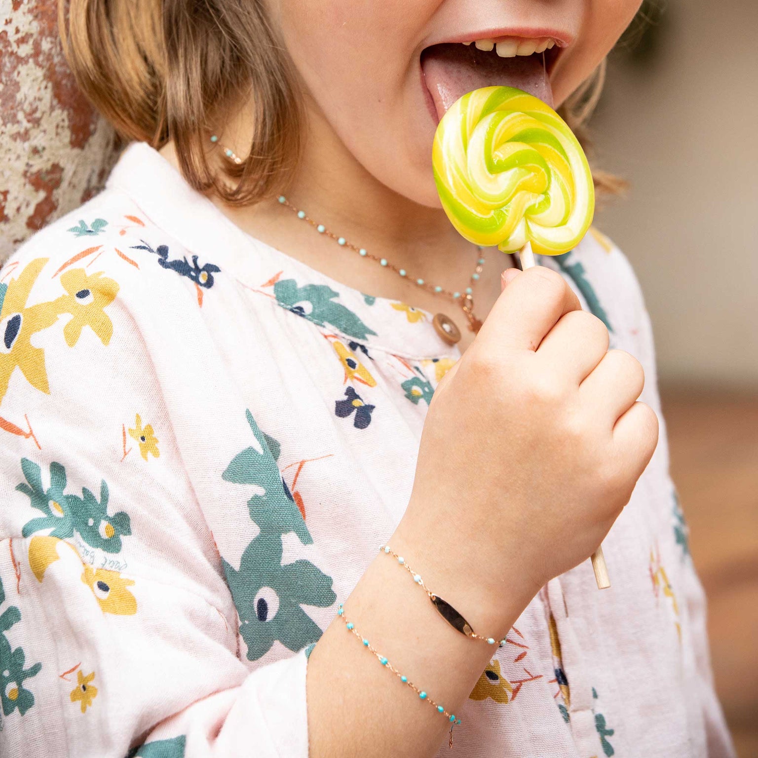 Gigi Clozeau - Child Classic Gigi Jade necklace, Rose Gold, 13"