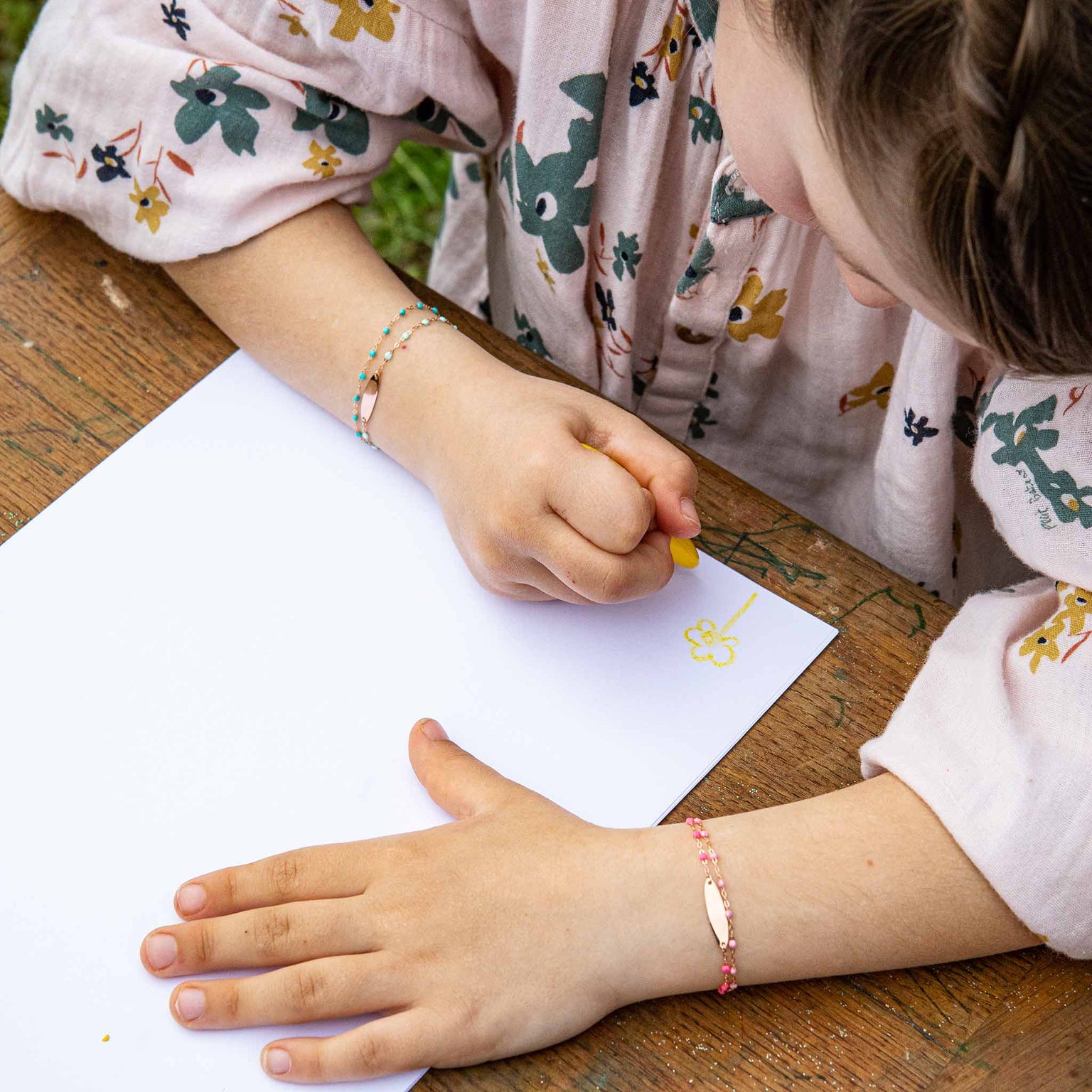 Gigi Clozeau - Little Gigi Pink bracelet, Oval plaque, Yellow Gold, 5.9"