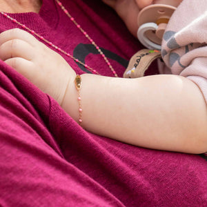 Gigi Clozeau - Little Gigi Fuchsia bracelet, Oval plaque, Rose Gold, 5.1"